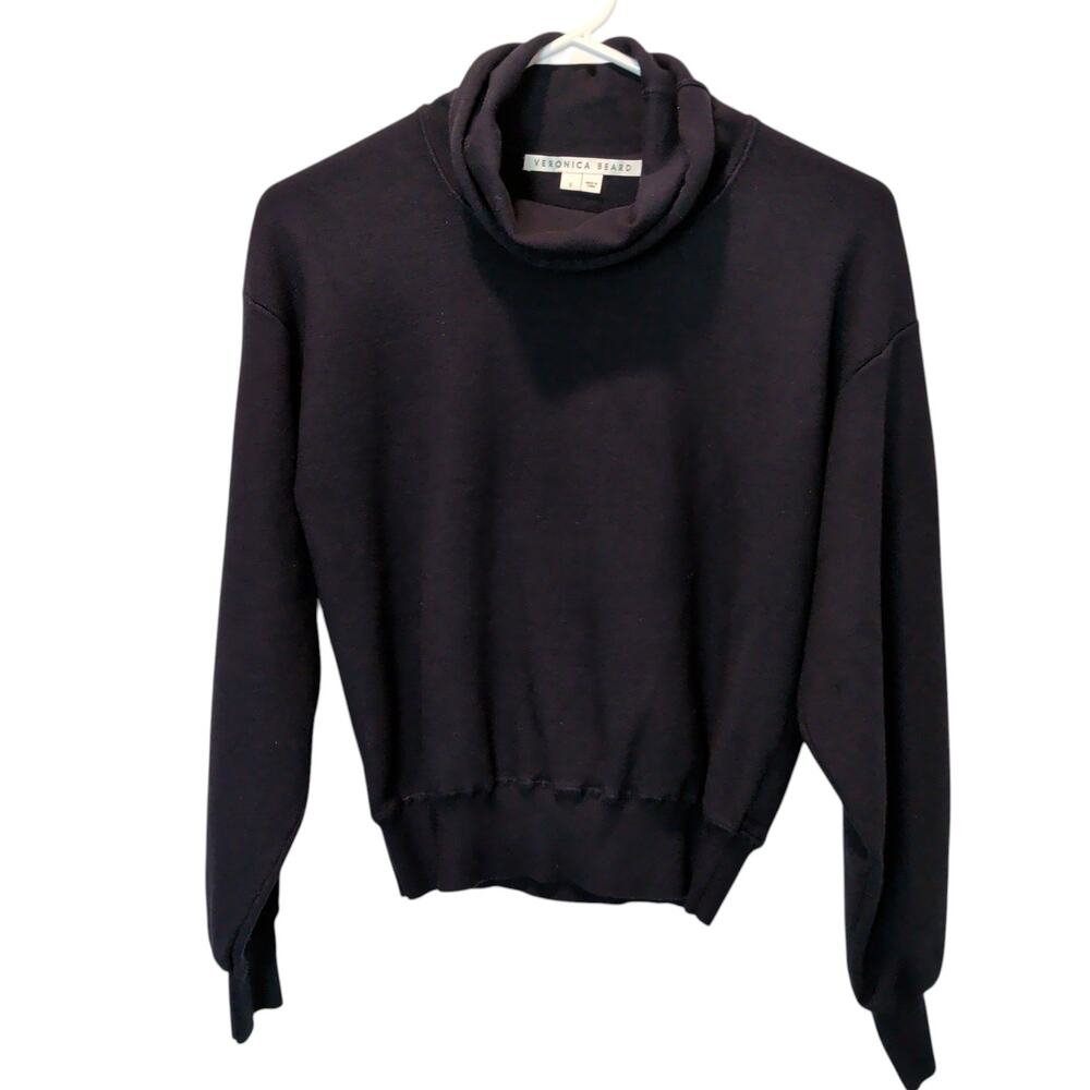 Veronica Beard Sz S Lotta Turtleneck Sweater Navy Blue Loose Pullover Stretch